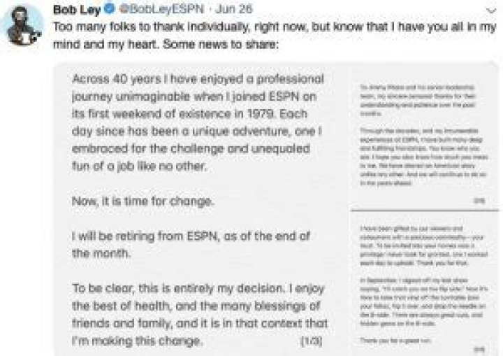 Know About Bob Ley; Net Worth, Twitter, ESPN, Wife, Age, Retirement